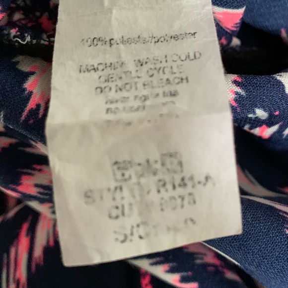 MEGHAN LOS ANGELES NAVY BLUE AND NEON PINK RUFFLE HEM SURPLICE ROMPER SIZE SMALL - Picture 5 of 5